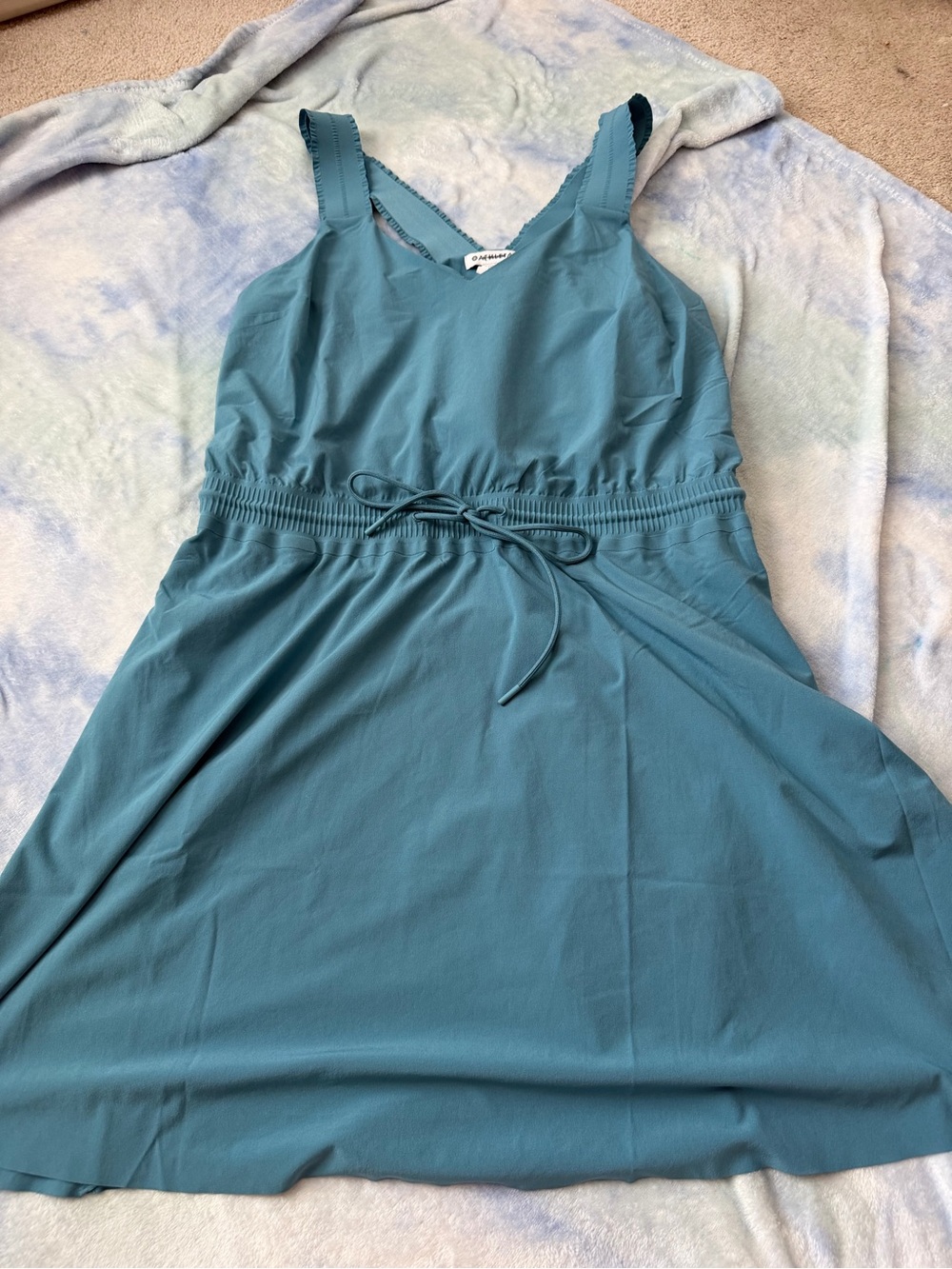 Athleta Teal Tank Mini Dress with Waist Tie